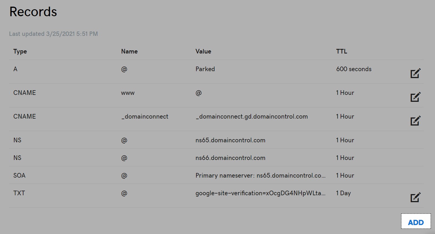 Thêm bản ghi mới bằng cách nhấn nút “Add”.