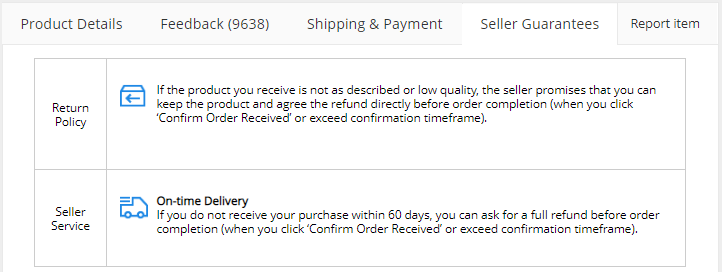 Check the seller guarantees